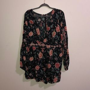 Plus Size Floral Print Romper